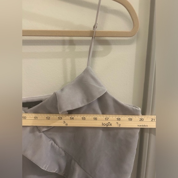 J. Crew Cami Tank Top Women’s 14 Velvet Ruffle Silver Asymmetrical - Picture 6 of 7